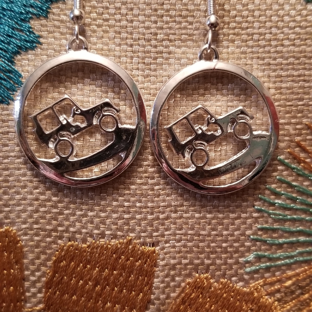 New Jeep Earrings! 925 Sterling Silver hooks/Silver plated Jeep Circle *Last One